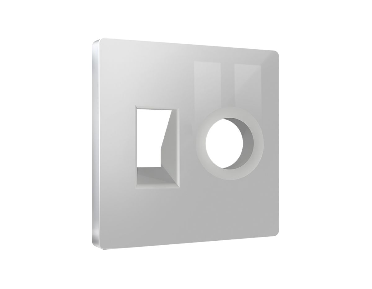 Лицевая панель Alfa (Серебро глянец) для компьютерной/телефонной + TV розетки RJ-45/RJ-11 Quant Ambrella Volt AP4125