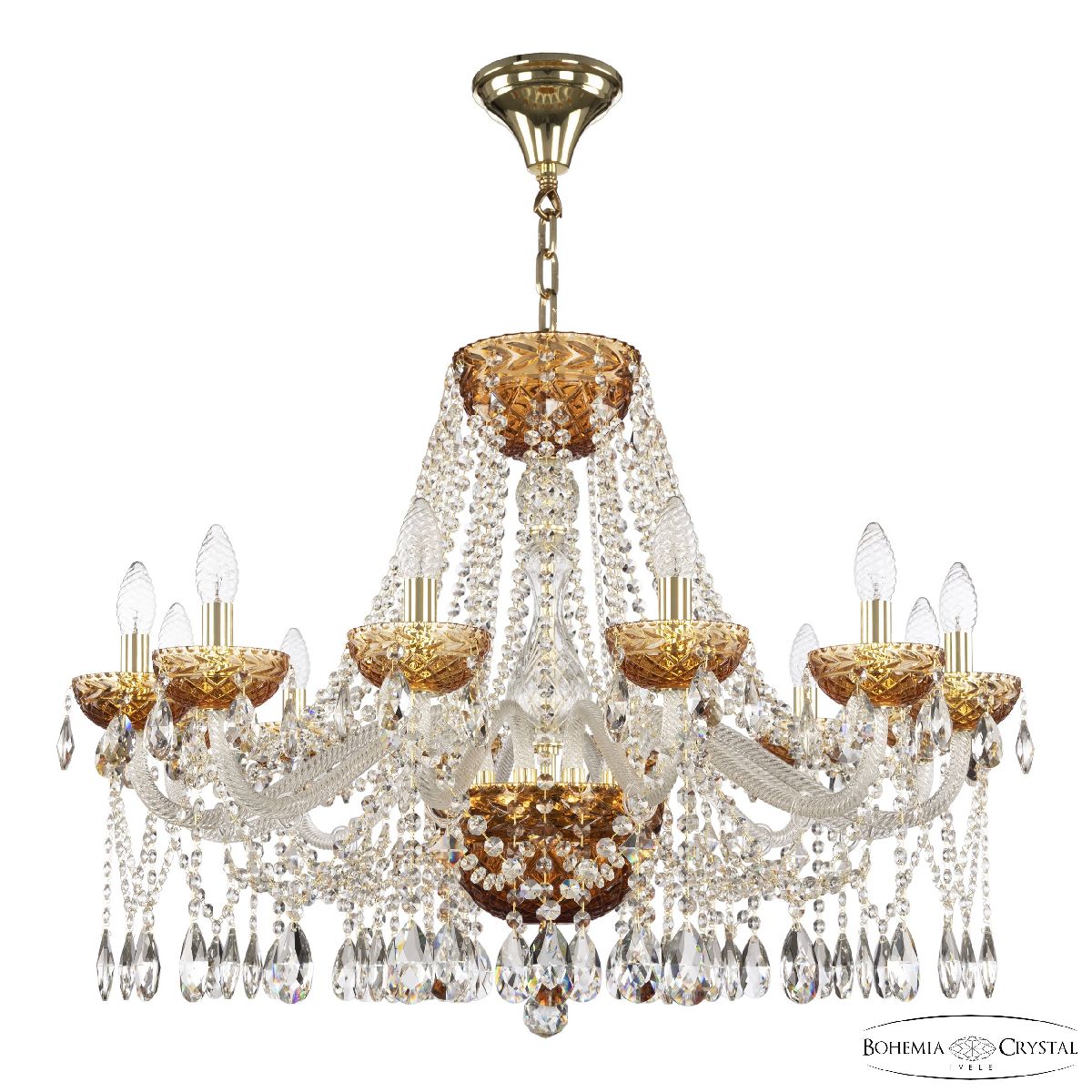 Подвесная люстра Bohemia Ivele Crystal 5413/12/300 G Amber/M-1F