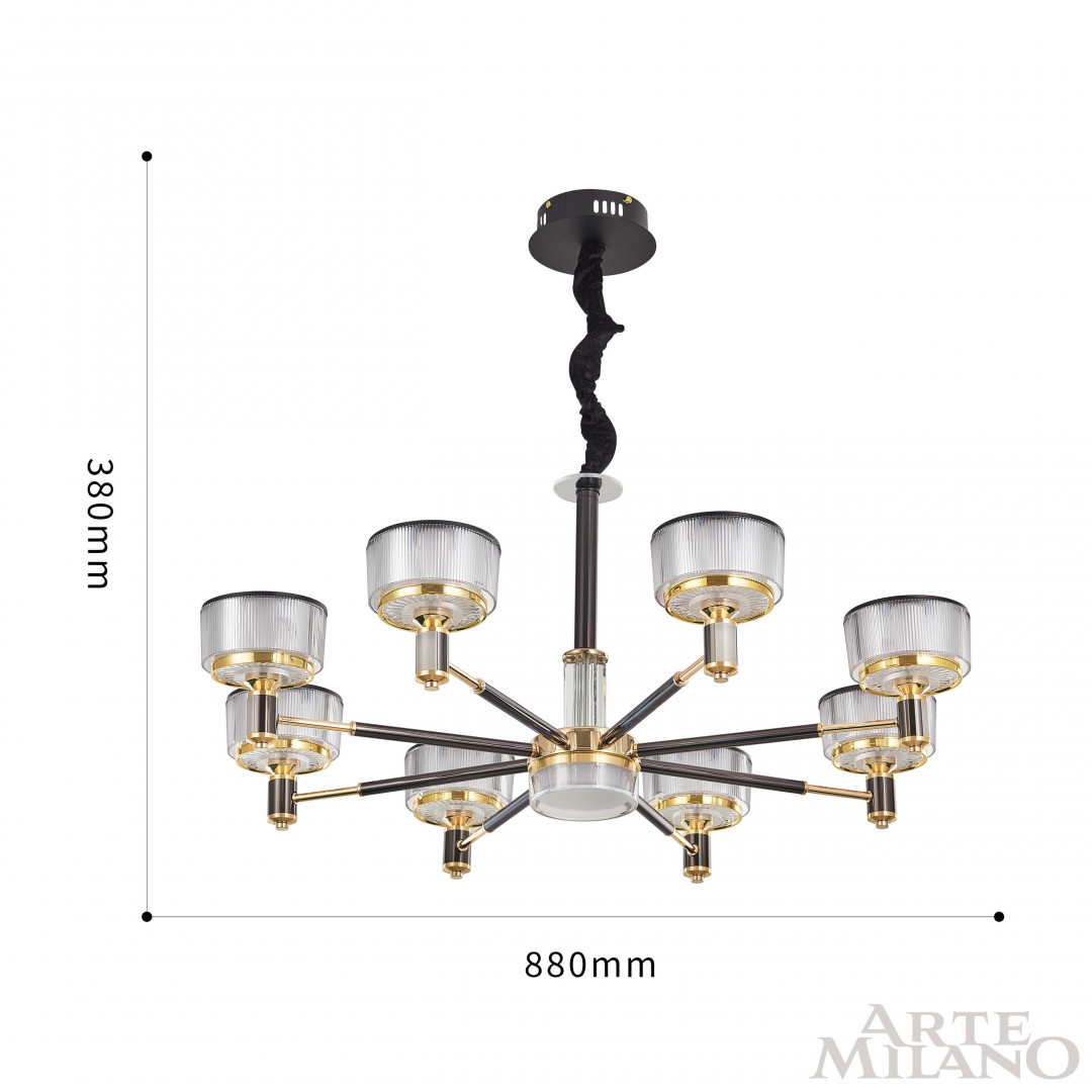 Подвесная люстра Arte Milano Neapolis 276210/8 BK/GD