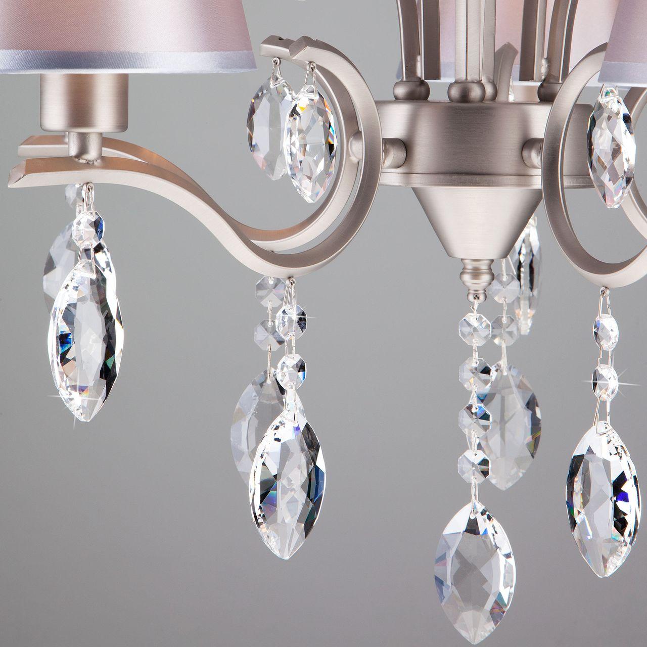 Подвесная люстра Eurosvet Aurelia 10089/5 сатин-никель/прозрачный хрусталь Strotskis