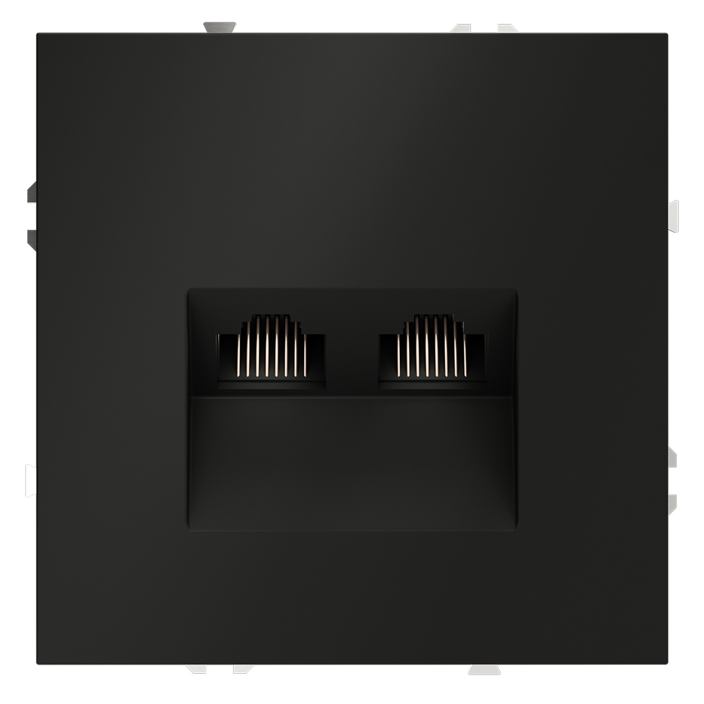 Розетка компьютерная двойная Voltum S70 VLS060208 (черный матовый)