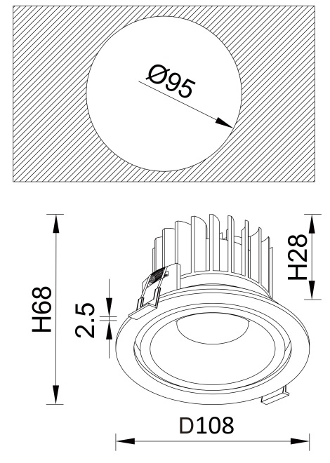 Встраиваемый светильник Crystal Lux CLT 005 CLT 005C108 WH