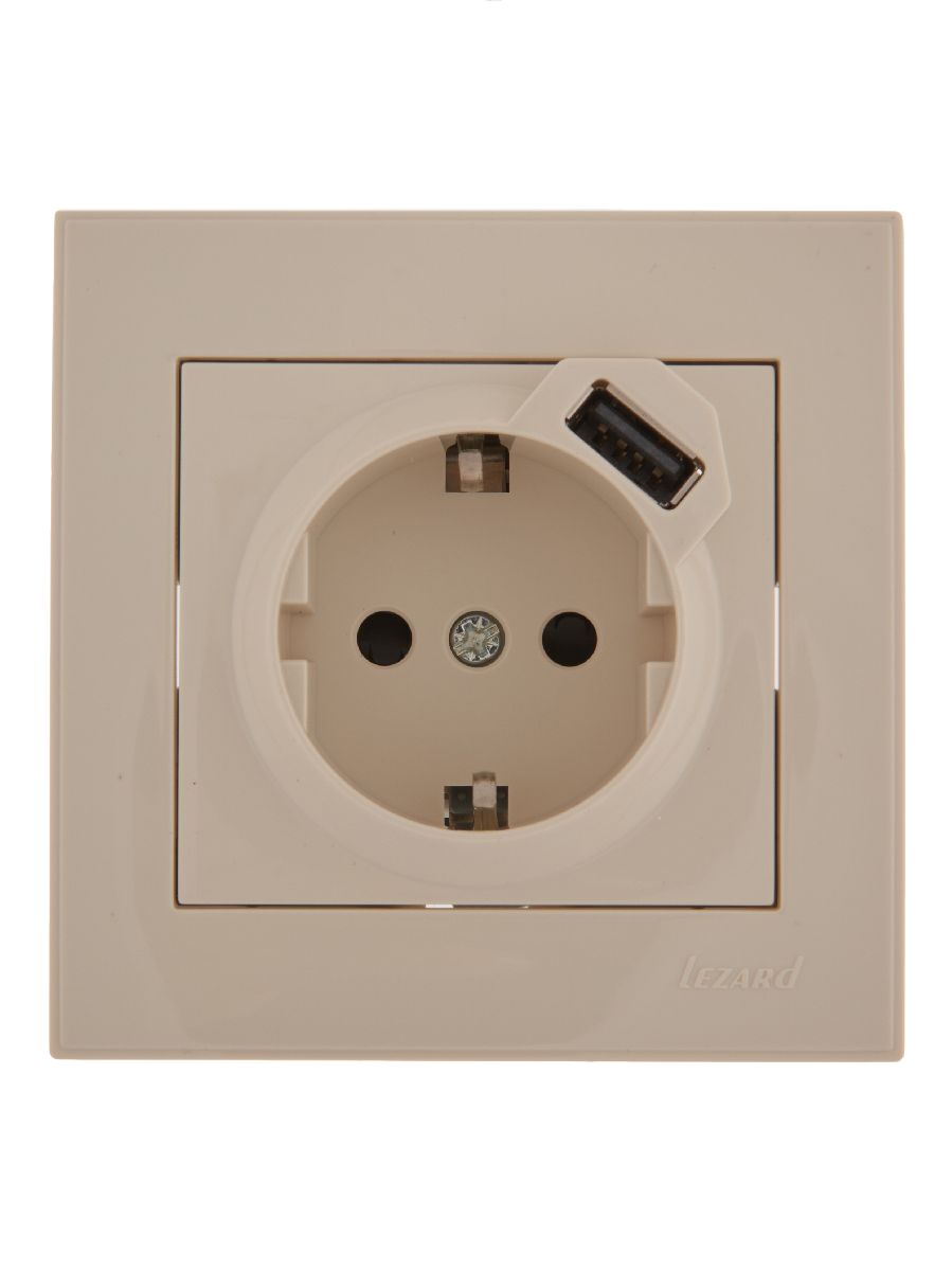 Розетка с/з + USB Lezard Rain 703-0303-181