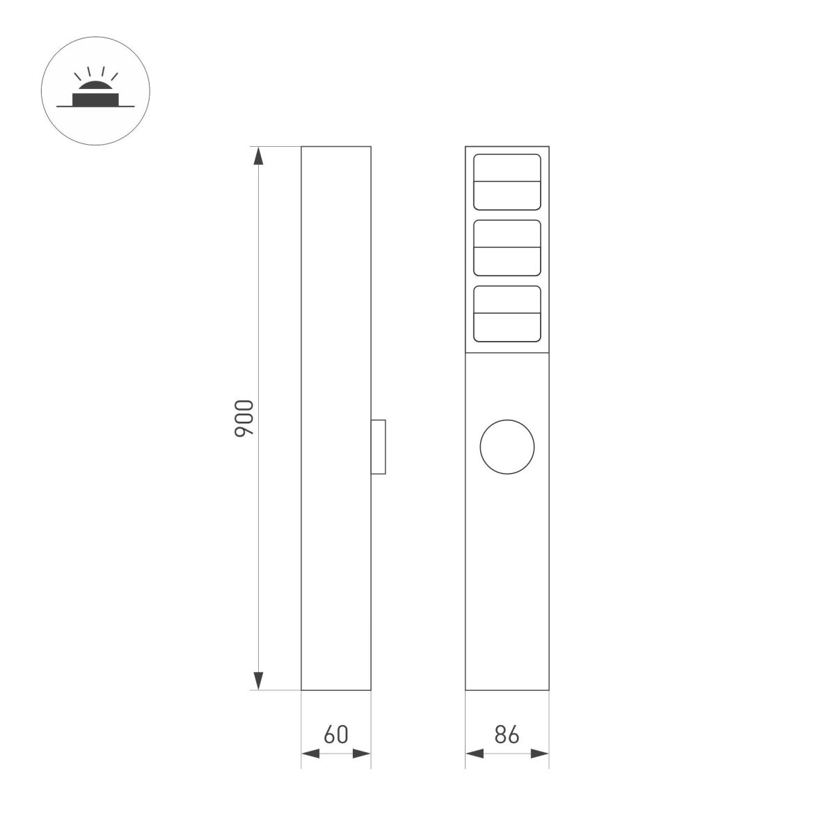 Ландшафтный светильник Arlight LGD-TILLIS-BOLL-SOCKET-H900-12W Warm3000 (GR, 92 deg, 230V) 055038