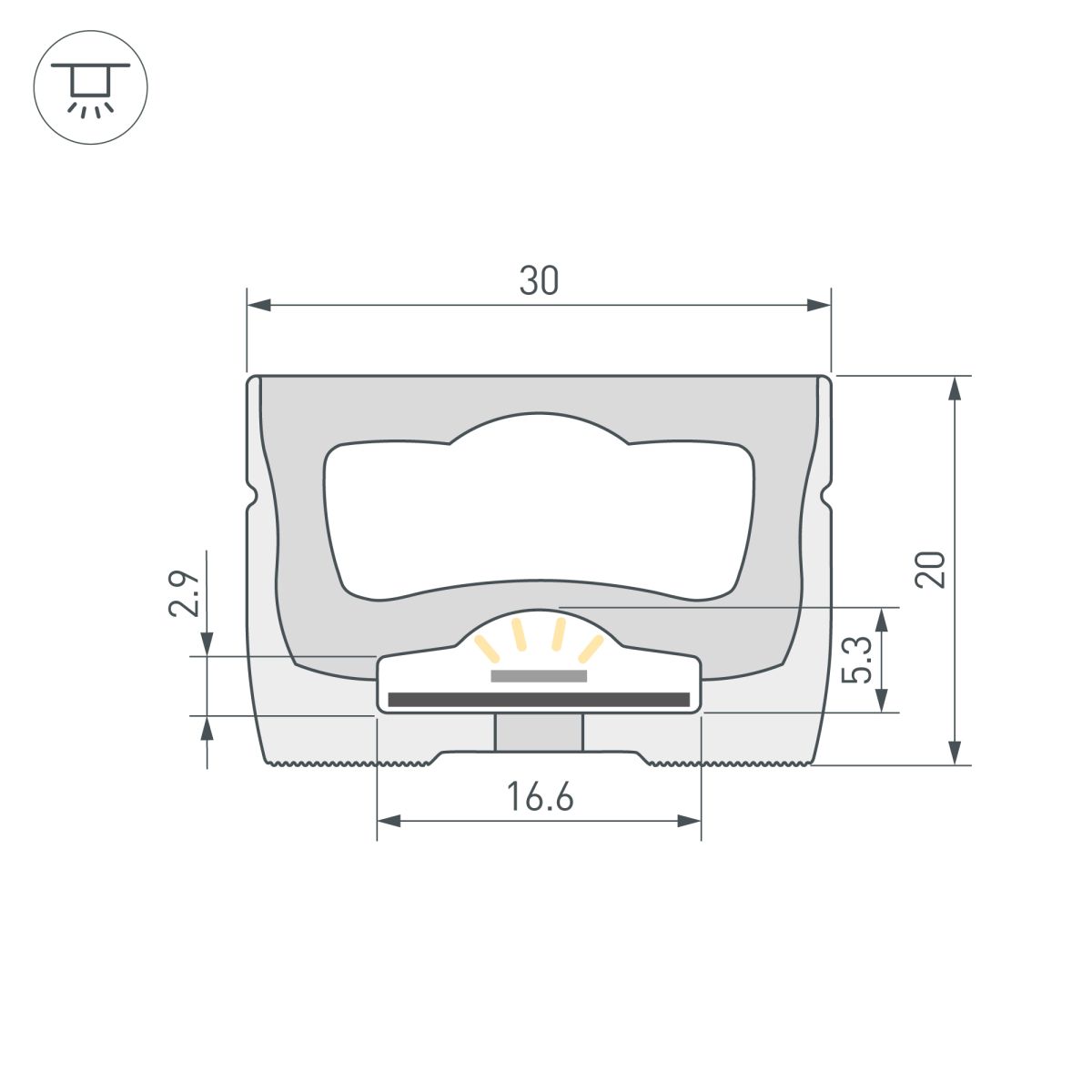 Силиконовый профиль Arlight WPH-FLEX-3020-TOP-S16-10m WHITE (Силикон) 062838