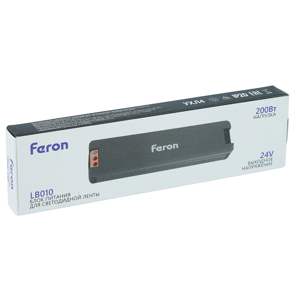 Трансформатор для светодиодной ленты Feron LB010 200W 24V IP20 53148