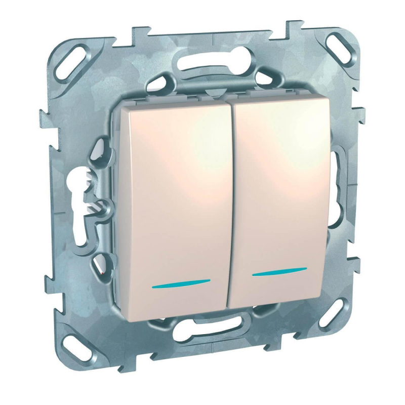 Переключатель двухклавишный с подсветкой Schneider Electric Unica MGU5.0303.25NZD