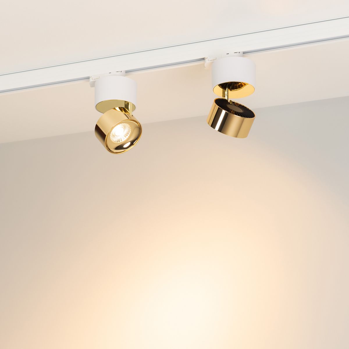 Трековый трехфазный светильник Arlight SP-PLURIO-TRACK-4TR-R77-9W Warm3000 (WH-BRS, 36 deg, 230V) (IP20 Металл) 038114