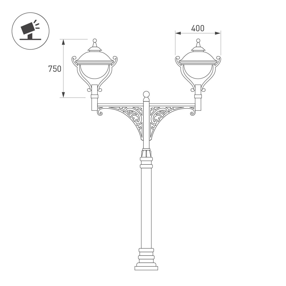 Уличный консольный светильник Arlight OXOR-AMPIL-O-400x750-35W Day4000 052438