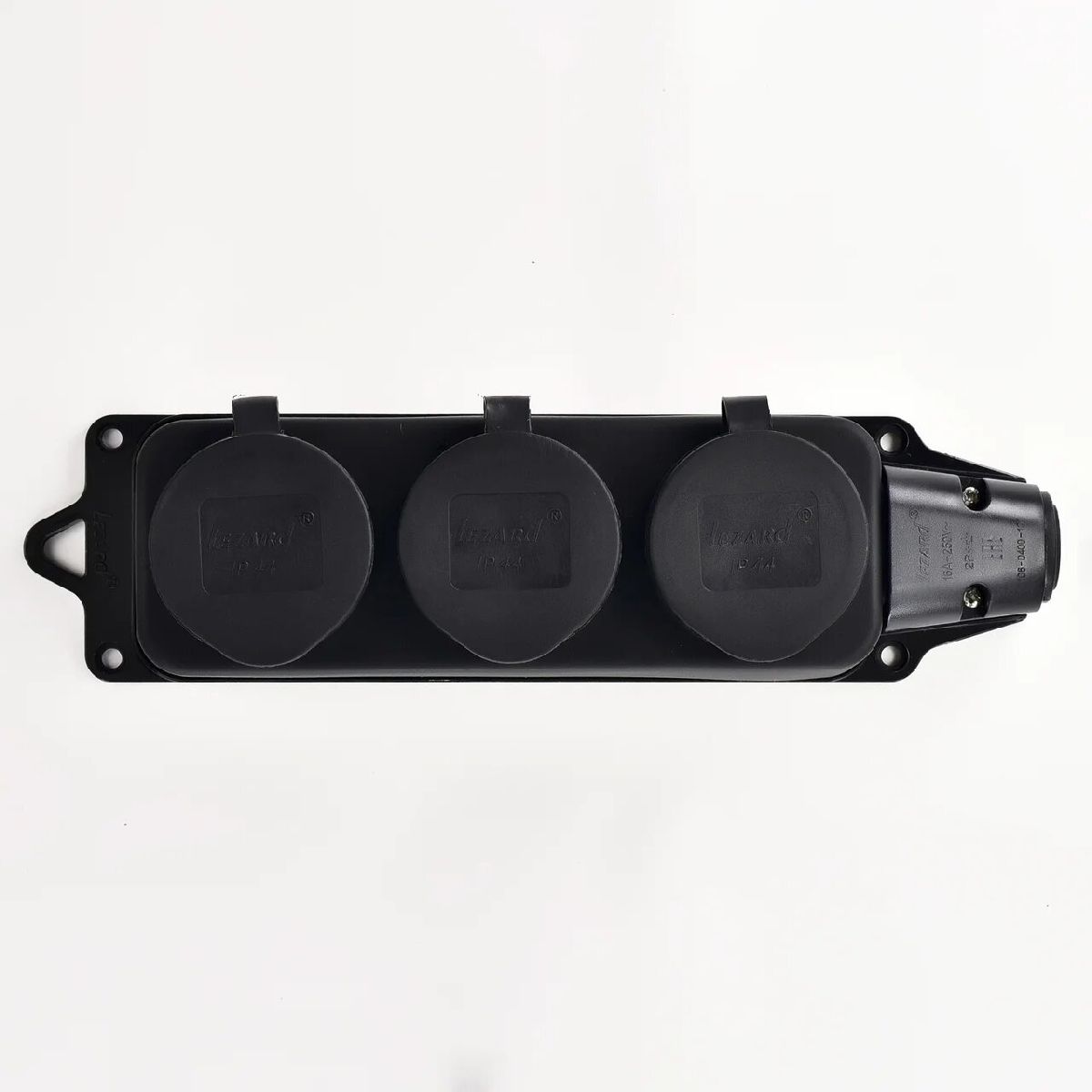 Розетка наружная тройная с заглушками Lezard Каучук 106-0400-0101/101