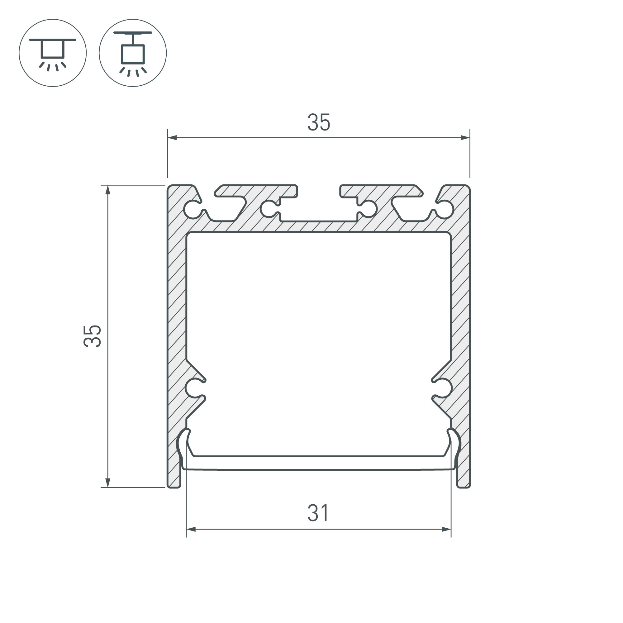 Алюминиевый профиль Arlight с экраном SL-LINE-3535-2500 WHITE+OPAL 036302