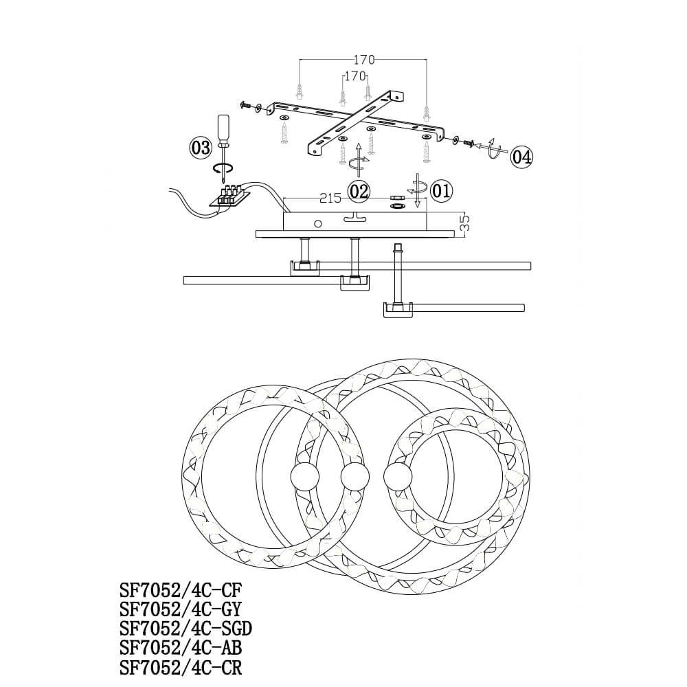 Потолочная люстра Seven Fires Oden SF7052/4C-GY-BL