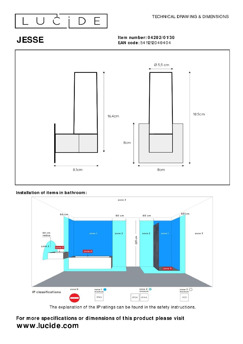 Настенный светильник Lucide Jesse 04202/01/30