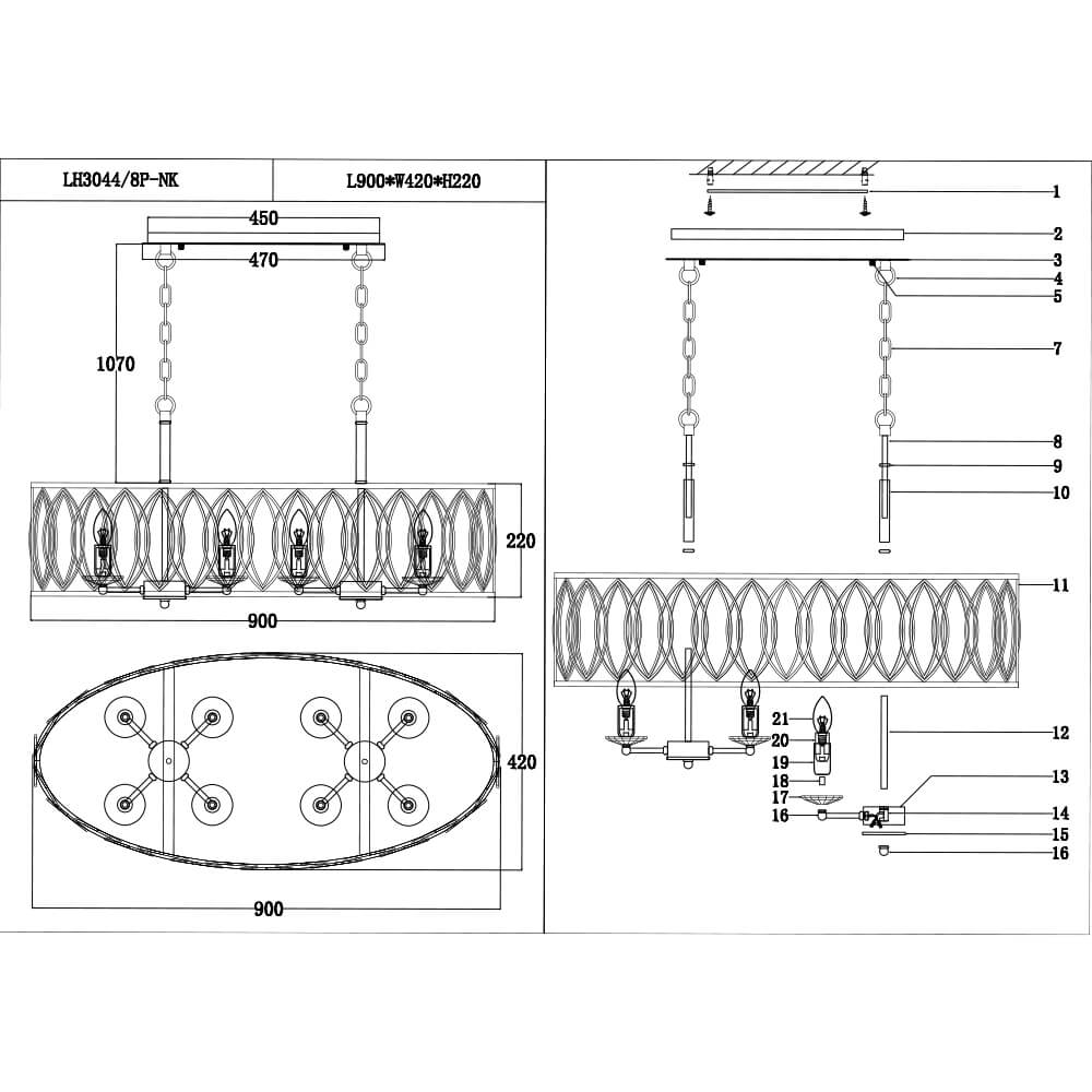 Подвесная люстра Lumien Hall Lucania LH3044/8P-NK