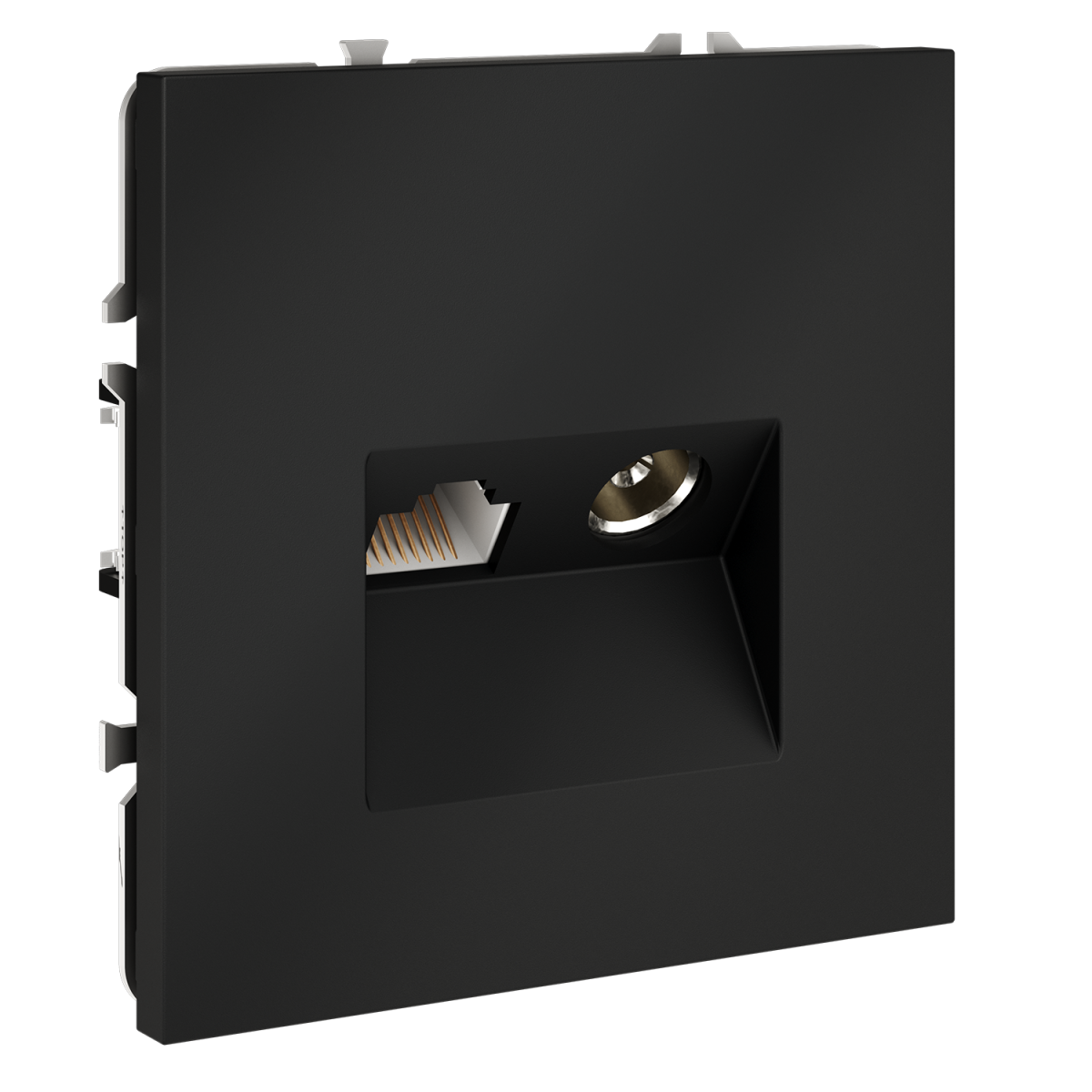 Розетка телевизионная встраиваемая Voltum S70 TV+RJ45 кат. 6, (графит) VLS060707