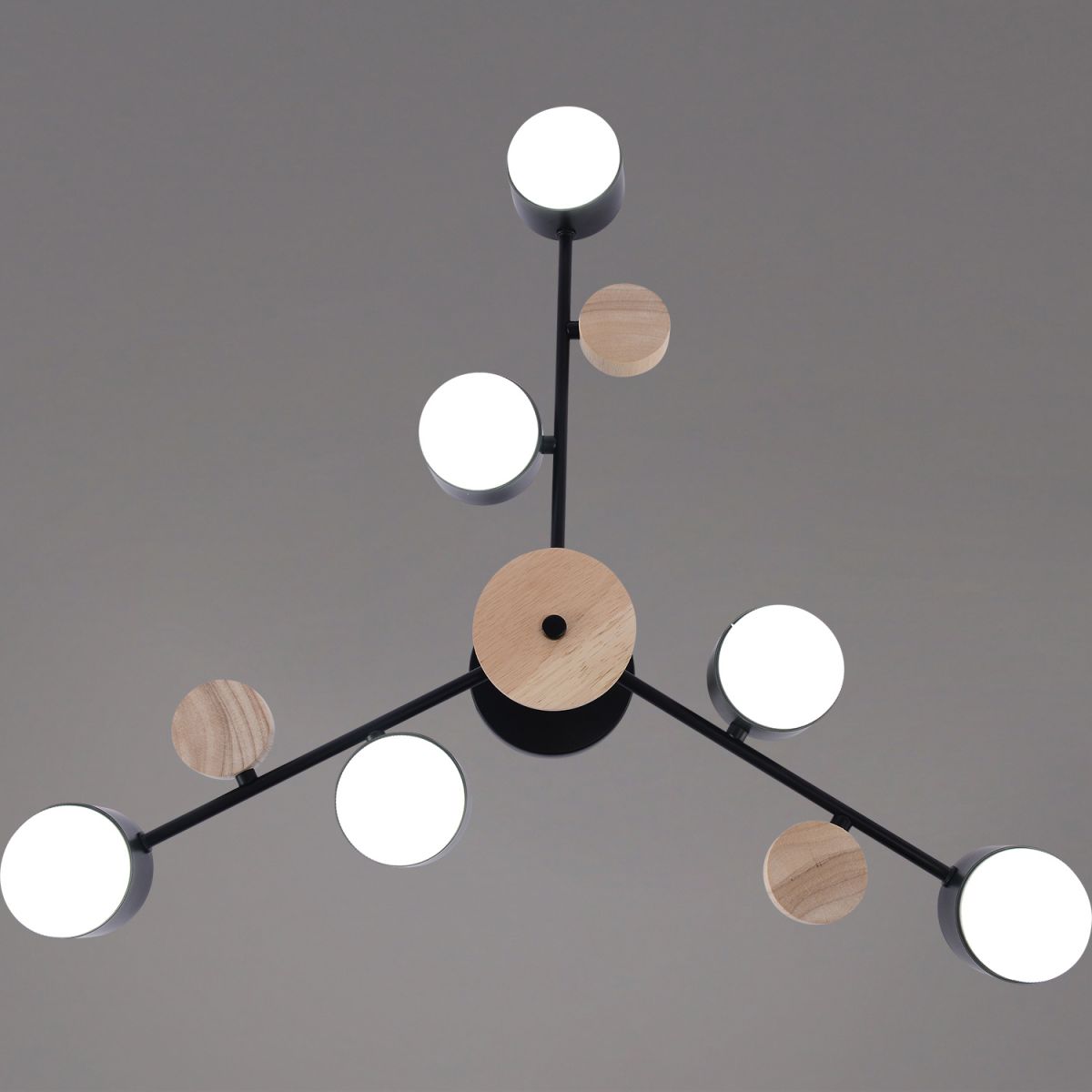 Люстра на штанге Reluce 03758-0.3-06 BK+WOOD GX53