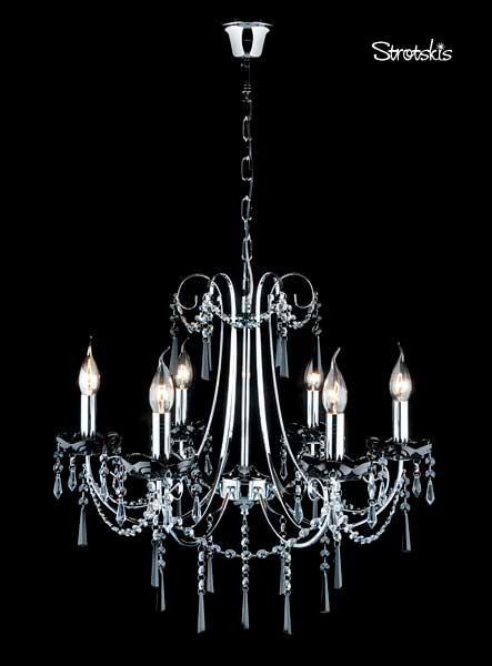 Подвесная люстра Eurosvet 2026/6 хром/черный хрусталь Strotskis