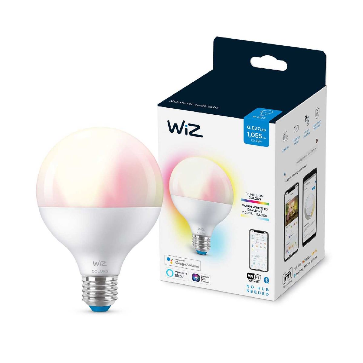 Умная светодиодная лампа Wiz Wi-Fi BLE75WG95E27922-65RGB1PF/6 E27 7W 2200/6500K 929002383902