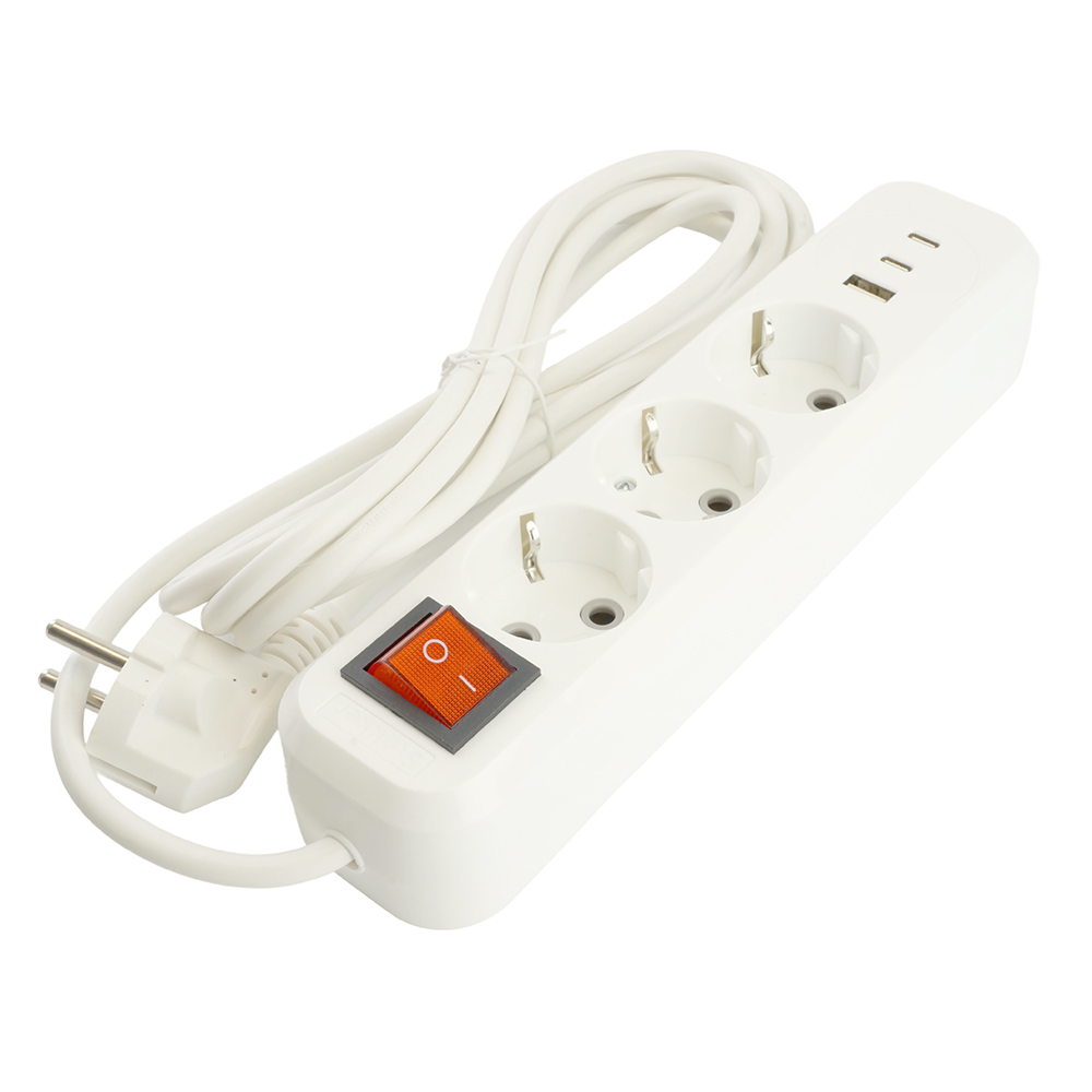 Удлинитель 3-местный с/з с выключателем Stekker Home HM071-31-03 50137