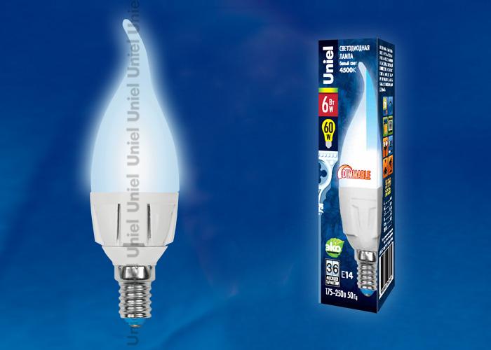 Лампа светодиодная (UL-00000694) Uniel E14 6W 3000K матовая LED-G45-6W/WW/E14/FR/DIM PLP01WH