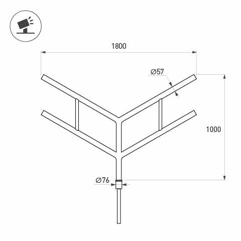 Кронштейн Arlight OXOR-SY4-1800x76-L1000 BLACK 051660