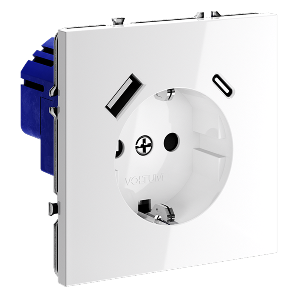 Розетка с USB, A+C Voltum S70 VLS040501 (белый глянцевы