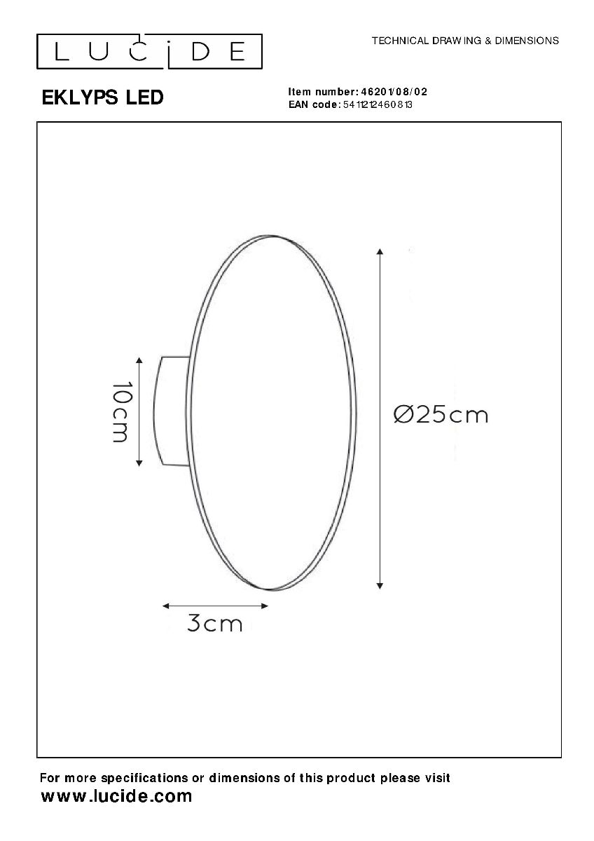 Настенный светильник Lucide Eklyps Led 46201/08/02