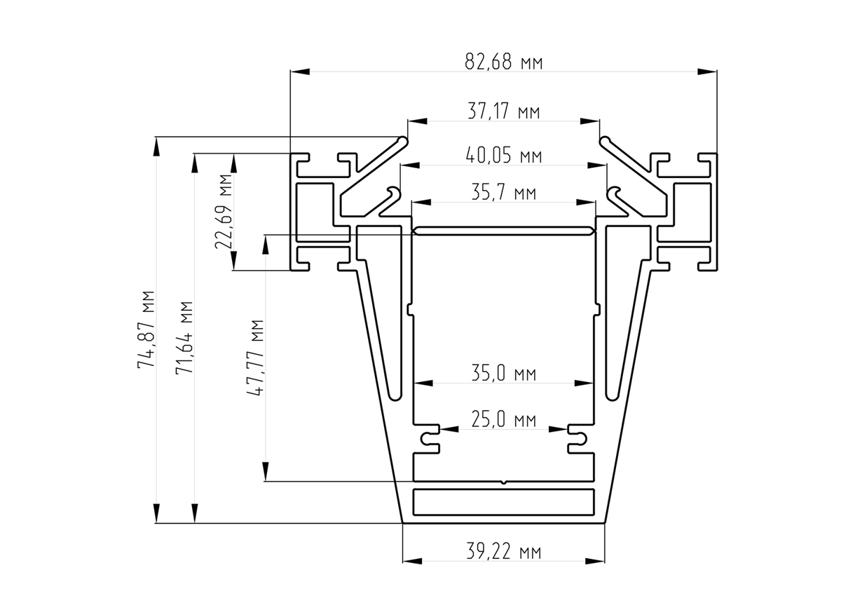 Встраиваемый алюминиевый профиль Donel DN18521H3