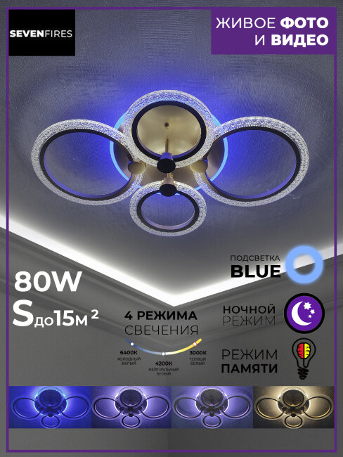 Потолочная люстра Seven Fires Ejlev SF7059/5C-SGD-BL