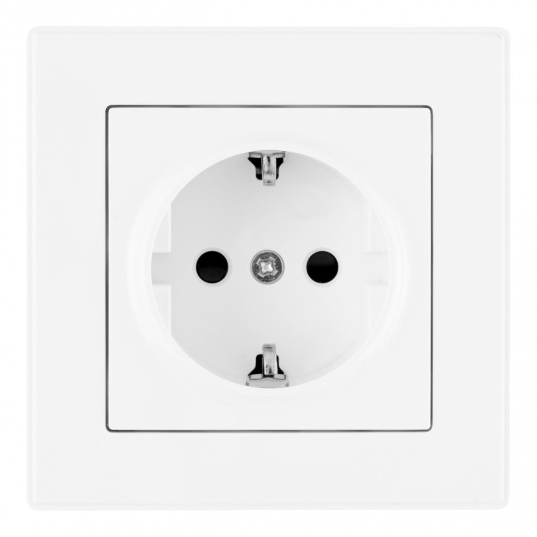 Комплект розетки с/з и шторками и рамкой Arte Milano SET06-1-40-1 white