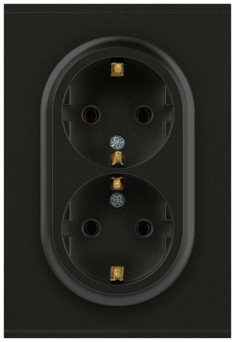 Розетка Эра Arktik 16-2105-05 двойная с заземлением 2X2P+E Schuko со шторками 16А-250В антрацит Б0070458