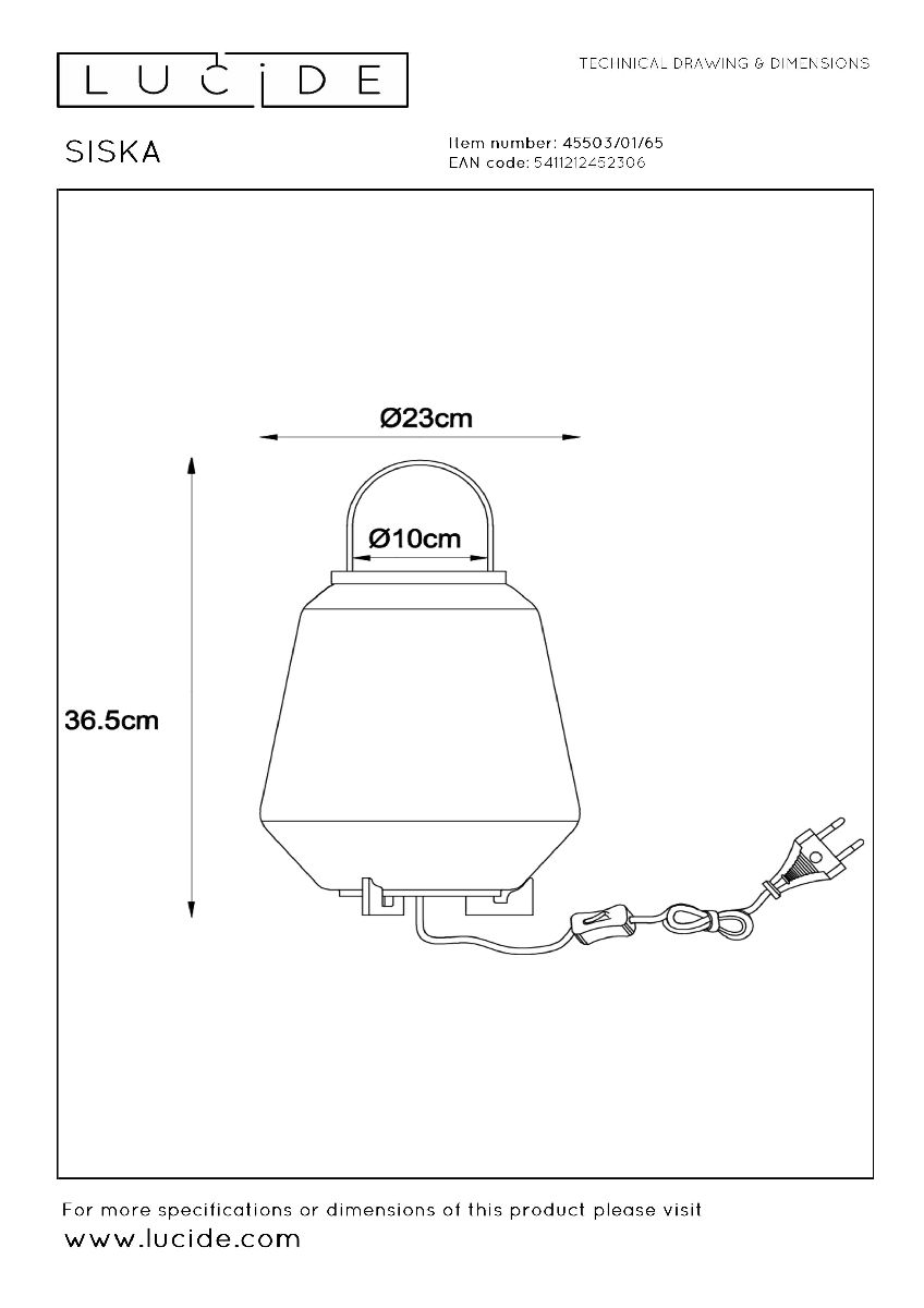 Настольная лампа Lucide Siska 45503/01/65