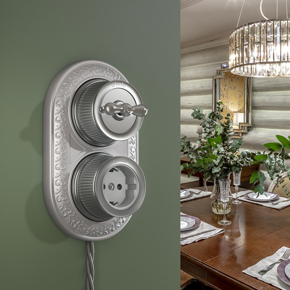 Переключатель Werkel одноклавишный Retro матовый хром WL19-01-03 4690389143397