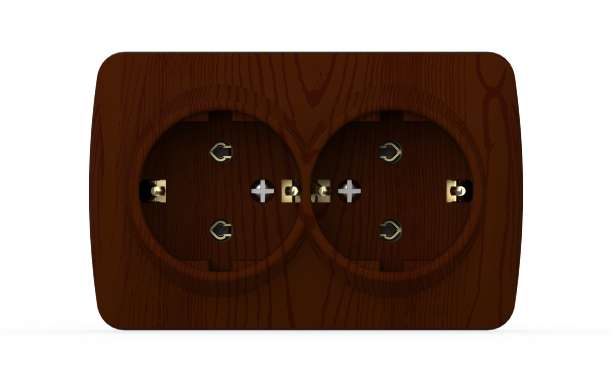 Розетка двухместная с заземлением ELBI Alsu 504-010600-907