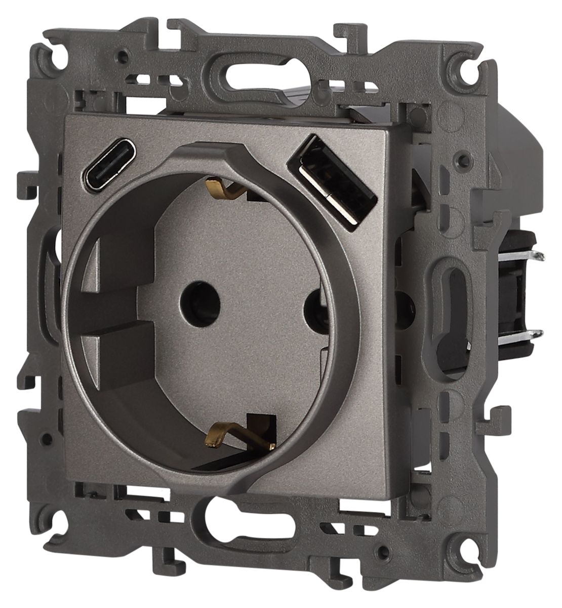 Розетка со шторками с USB type-A+C Эра Elegance 14-4108-16 Б0067695