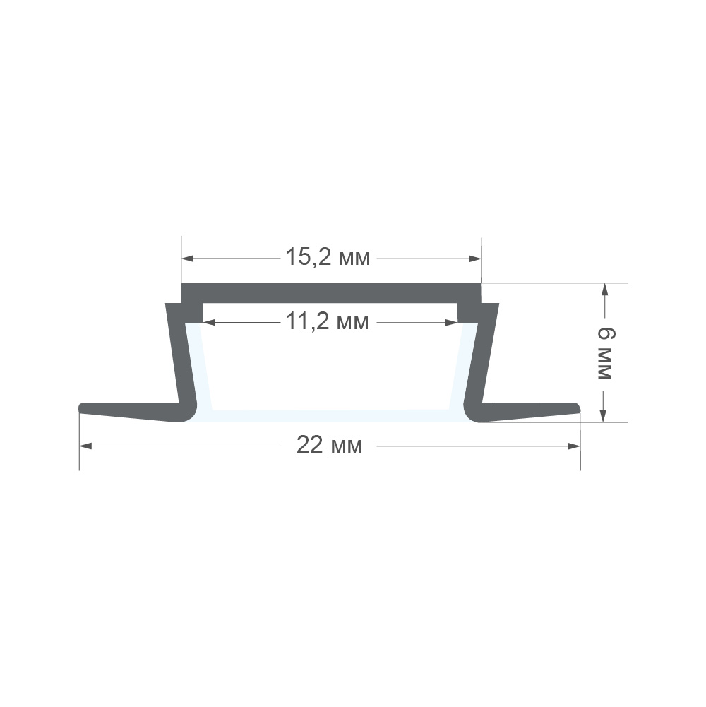 Профиль встраиваемый Apeyron ширина ленты до 10мм (рассеиватель, заглушки - 2шт) 08-02-ЧБ