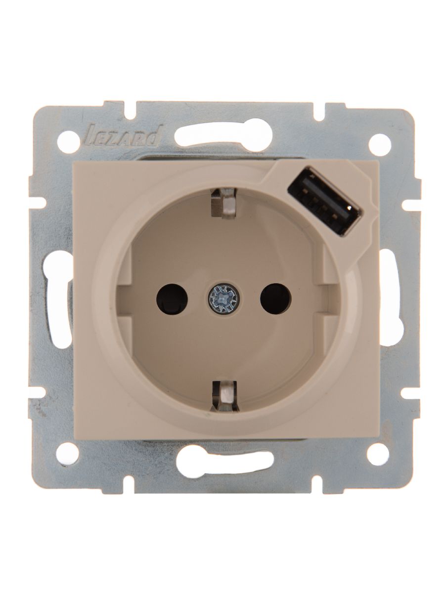 Розетка с/з + USB Lezard Karina 707-0388-181