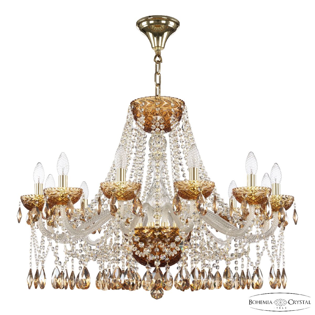 Подвесная люстра Bohemia Ivele Crystal 5413/12/300 G Amber/M-1F K721