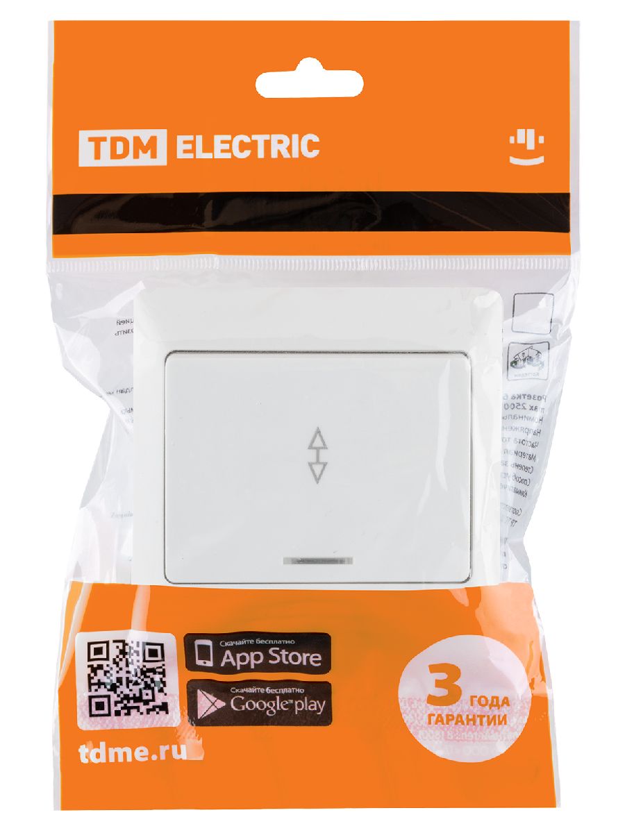 Выключатель одноклавишный с подсветкой на 2 направления Ильмень TDM Electric SQ1823-0006