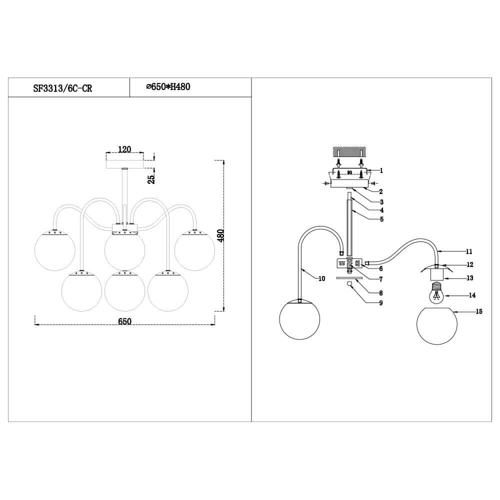 Потолочная люстра Seven Fires Trevi SF3313/6C-CR