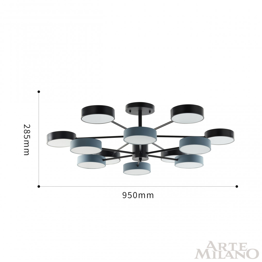 Люстра на штанге Arte Milano Ferrara 250906/12B Bk/Gr