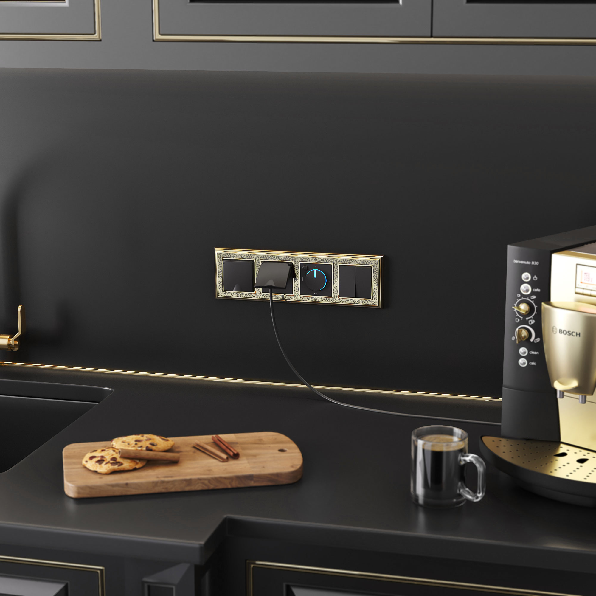 Рамка на 4 поста Werkel Palacio Gracia золото/черный 4690389159442 W0041430