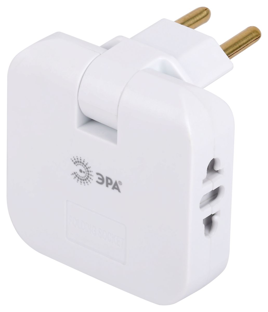 Разветвитель электрический Эра SPF-2-FL-USB поворотный на 2 розетки + 2USB 10А белый Б0069089