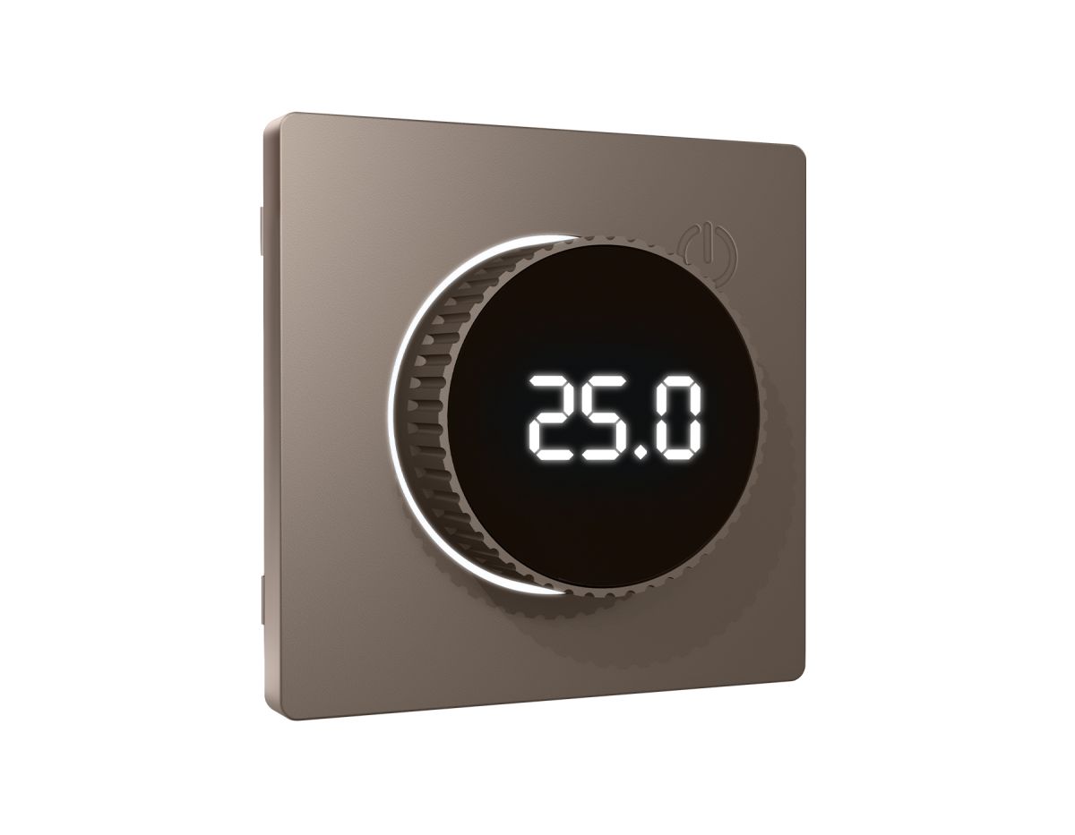 Лицевая панель Alfa (Темная бронза матовый) для терморегулятора теплого пола с цифровым дисплеем Quant Ambrella Volt AP6358