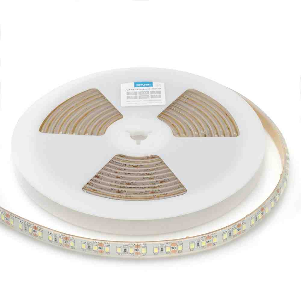 Светодиодная влагозащищенная лента Apeyron 12В 2835 10Вт/м 6500К 1000Лм/м 5м IP67 00-127