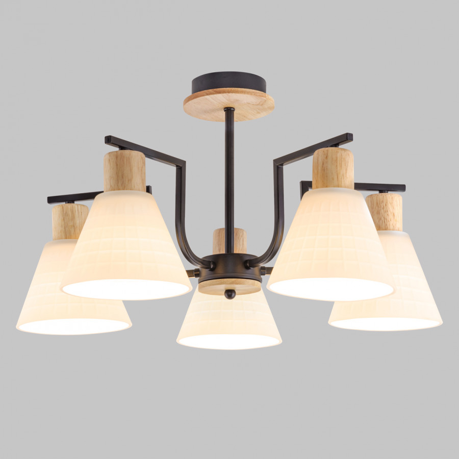 Люстра на штанге IMEX MD.5716-5-S-BK+WOOD