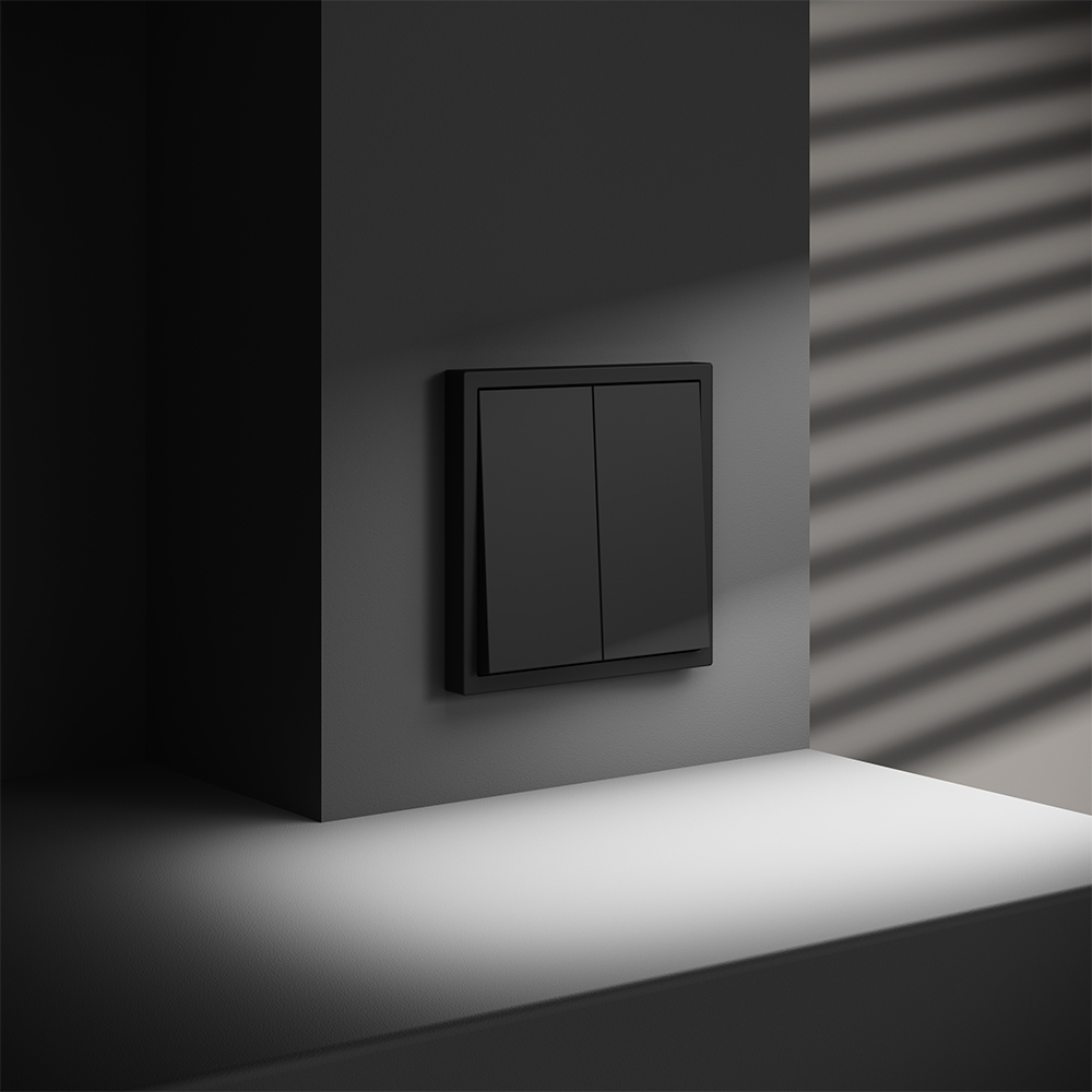 Выключатель с самовозвратом двухклавишный Voltum S70 VLS020608 (черный матовый)