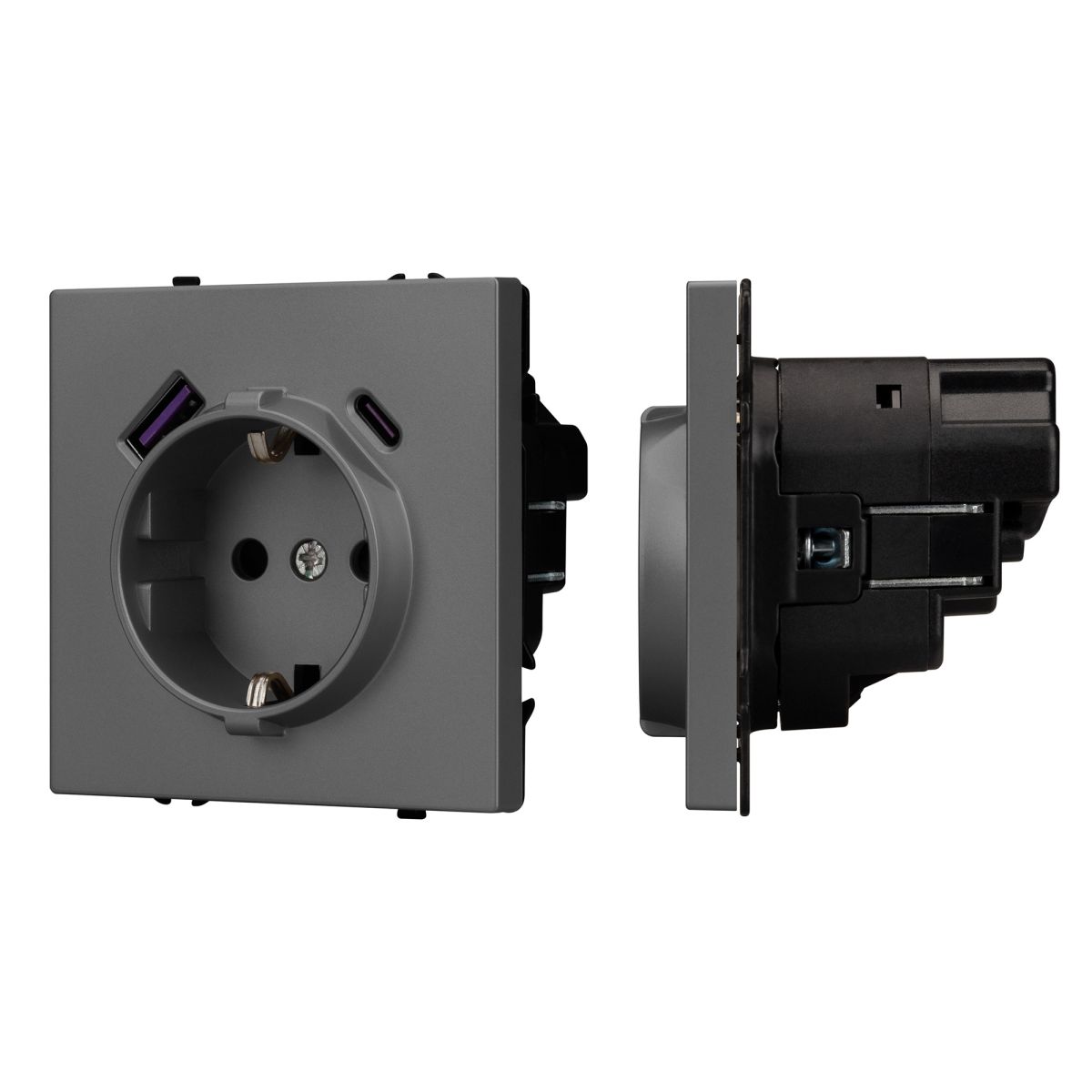 Механизм розетки с USB зарядкой Arlight SCT-NOBE-MUAC-SFPL-GR (230V, 16A) 054287