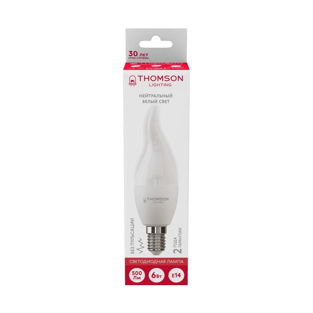 Лампа светодиодная Thomson E14 6W 4000K свеча на ветру матовая TH-B2026