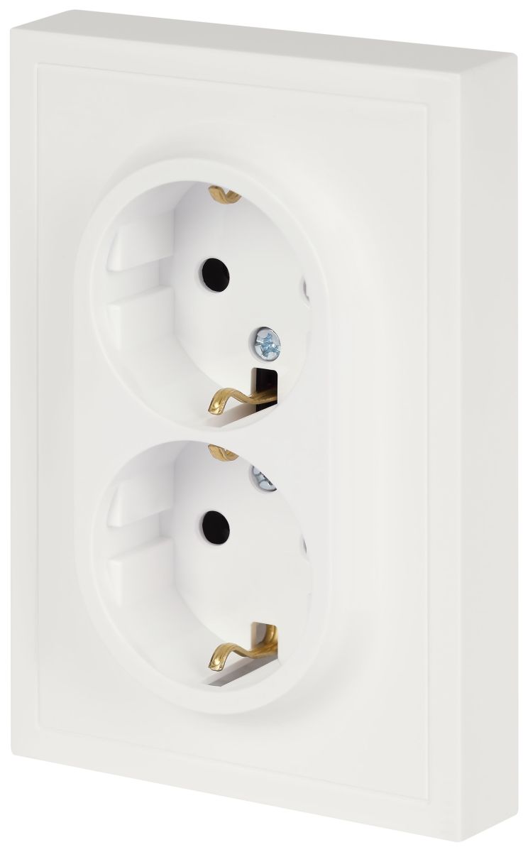 Розетка Эра Galaxy 15-2104-08 с заземлением двойная 2X2P+E Schuko 16А-250В IP20 белый матовый Б0070691